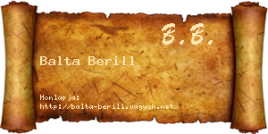 Balta Berill névjegykártya